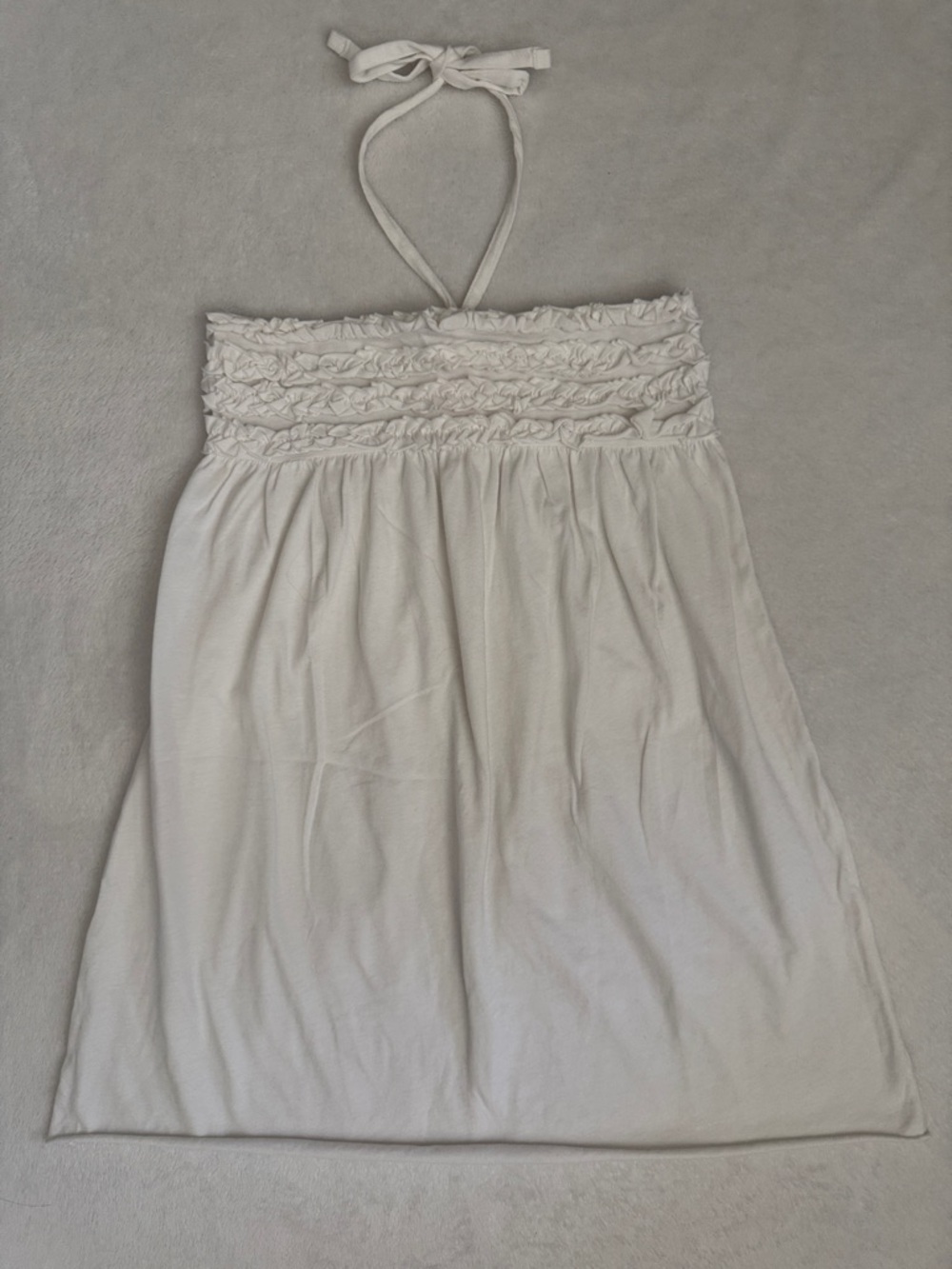 Xhilaration | Ruffle Smocked Halter Tie Neck Swim Coverup Dress White (M 7/8)